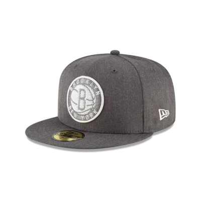 Grey Brooklyn Nets Hat - New Era NBA Terrycloth 59FIFTY Fitted Caps USA5349102